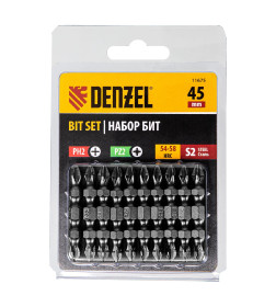 Бита двухсторонняя PH2/PZ2х45 мм S2 (10 шт.) Denzel 11675
