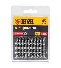 Бита двухсторонняя PH2/PH1х45 мм S2 (10 шт.) Denzel 11674