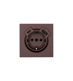 Розетка 1-я с з/к TC + USB разъем шоколад Lezard ZIMA 704-7388-181TC