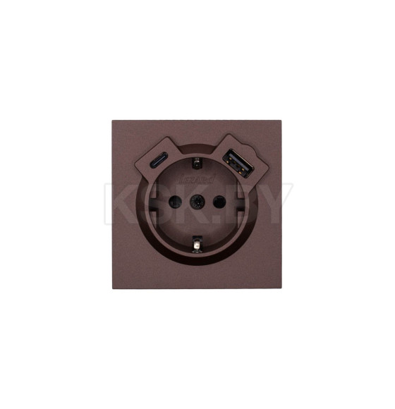 Розетка 1-я с з/к TC + USB разъем шоколад Lezard ZIMA 704-7388-181TC (704-7388-181TC) 
