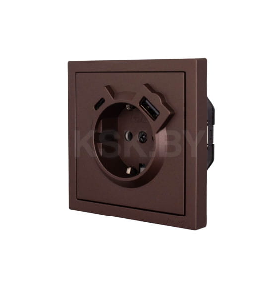 Розетка 1-я с з/к TC + USB разъем шоколад Lezard ZIMA 704-7388-181TC (704-7388-181TC) 