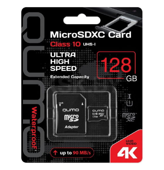 Карта памяти MicroSDXC 128 GB UHS-I, 3.0 с адаптером SD QUMO QM128GMICSDXC10U1 Q20585  (Q20585) 