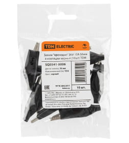 Зажим "крокодил" ЗКИ 10А 56 мм в изоляции черный (10 шт.) TDM SQ0541-0006