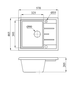 Мойка кухонная БелЭворс MILA  белый в компл. с сифоном
