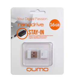 Флеш-накопитель 16GB USB 2.0 Nano White (белый) QUMO QM16GUD-NANO-W Q18326