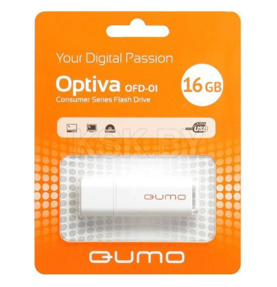 Флеш-накопитель 16GB USB 2.0 Optiva 01 White (белый) QUMO QM16GUD-OP1-white Q17692 (Q17692) 