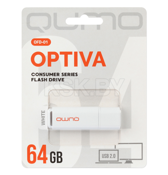Флеш-накопитель 64GB USB 2.0 Optiva 01 White (белый) QUMO QM64GUD-OP1-white Q18502 (Q18502) 