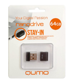 Флеш-накопитель 64GB USB 2.0 Nano Black (черный) QUMO QM64GUD-NANO-B Q20101