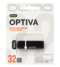Флеш-накопитель 32GB USB 2.0 Optiva 02 Black (черный) QUMO QM32GUD-OP2-black Q17826