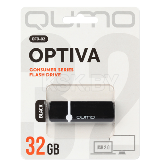 Флеш-накопитель 32GB USB 2.0 Optiva 02 Black (черный) QUMO QM32GUD-OP2-black Q17826 (Q17826) 