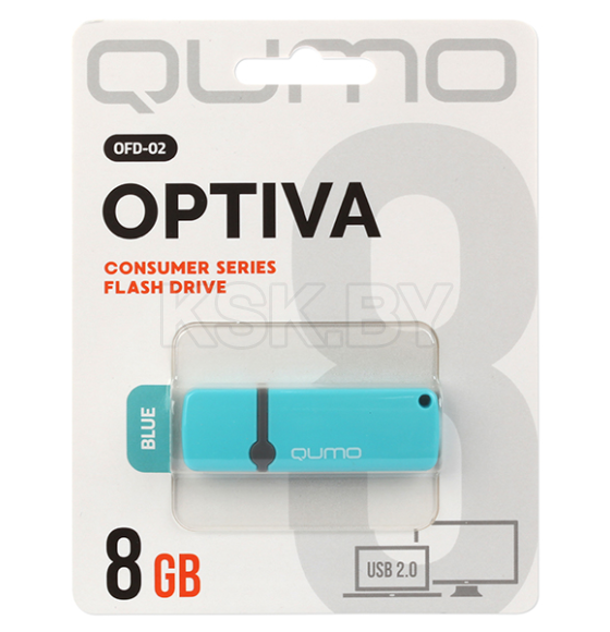 Флеш-накопитель 8GB USB 2.0 Optiva 02 Blue (синий) QUMO QM8GUD-OP2-blue Q17824 (Q17824) 