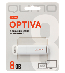 Накопитель QUMO 8GB USB 2.0 Optiva 01 White, цвет корпуса  белый (QM8GUD-OP1-white) белая картонная упаковка