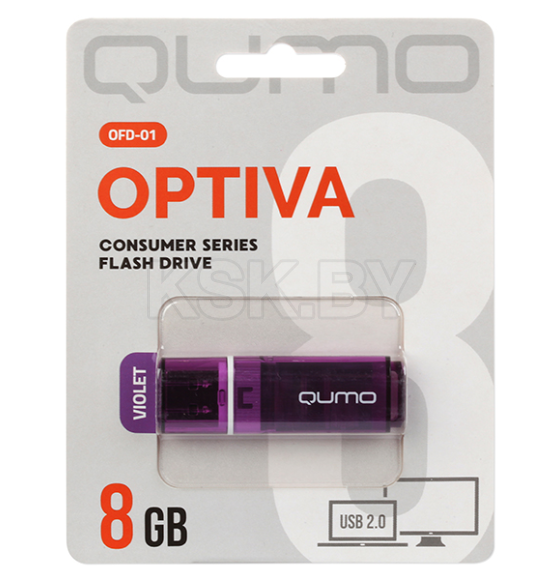 Флеш-накопитель 8GB USB 2.0 Optiva 01 Violet (фиолетовый) QUMO QM8GUD-OP1-violet Q17691 (Q17691) 