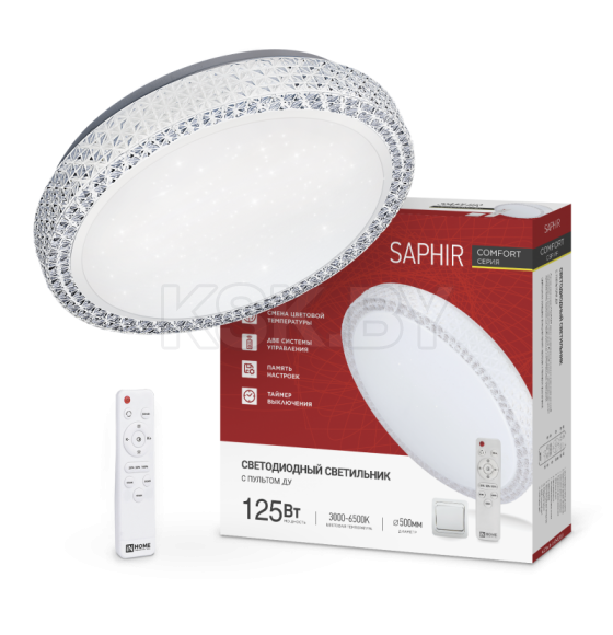 Светильник светодиодный COMFORT SAPHIR 125Вт 230В 3000-6500K 10000Лм 500x115 мм с пультом ДУ IN HOME 4690612059549 (4690612059549) 