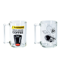 Кружка стеклянная "Фитнес. Coffee warning" 320 мл/11 см O0584