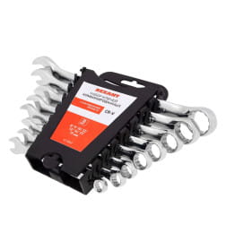 Набор ключей комбинированных 8-19 мм CrV, зеркальное хромирование (8 шт.) REXANT 12-5841