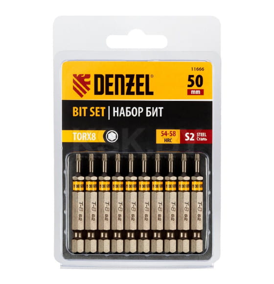 Бита TORX 8х50 мм S2 (10 шт.) Denzel 11666 (11666) 