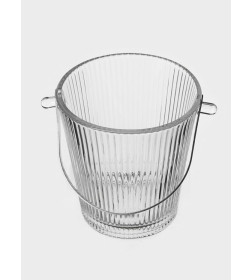 Ведро для льда «Риф», 900 мл, 15.5×14×13.5 см, с щипцами, стекло, прозрачное