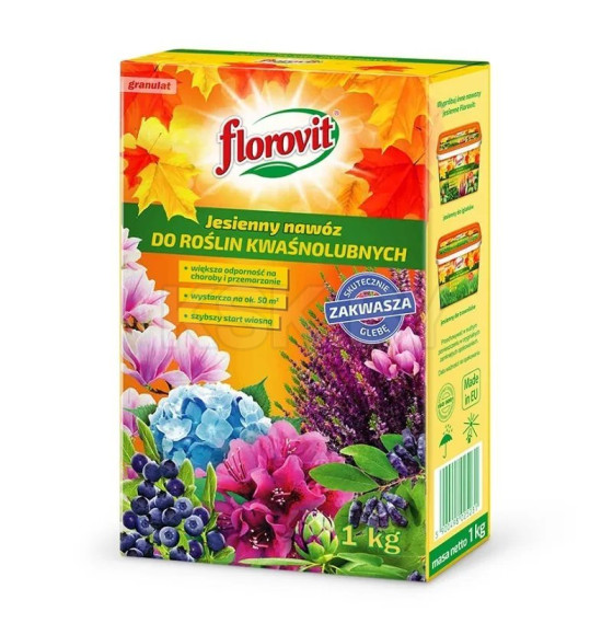 Удобрение Флоровит для голубики и других кислотолюбивых растений осенний, гран 1кг, коробка