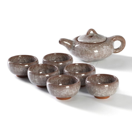 Набор для чайной церемонии «Лунный камень», 7 предметов: 6 пиал 50 мл, чайник 150 мл, керамика (2691308) 