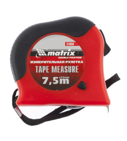 Рулетка  7,5м х 25мм обрезиненный корпус, двойная плавная фиксация Double fixation Matrix 31058