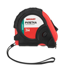 Рулетка измерительная  3 м х 16 мм прорезиненный корпус, магнитная «Профи» REXANT 12-9012