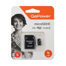 Карта памяти microSD 4GB Class10 15 МБ/сек V10 с адаптером GoPower 00-00025672 (00-00025672) 