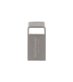 Флеш-накопитель 64GB USB3.0 металл серебряный GoPower MINI 00-00027359