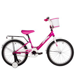 Велосипед FOXX 20" SIMPLE розовый, сталь, тормоз нож, крылья, багажник, защ.цепи. передняя корзина
