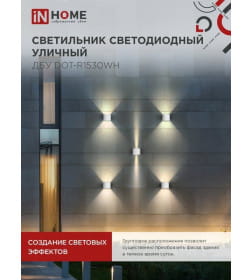 Светильник уличный светодиодный ДБУ DOT-R15W 15Вт 3000К IP54 круглый белый IN HOME 4690612055510