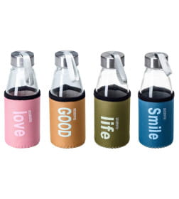 Бутылка стекло/пластмасса для питья в текстильном чехле 350 мл/17 см 30556677