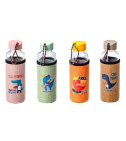 Бутылка стекло/пластмасса для питья "Дино" в текстильном чехле 400 мл/20 см 30555563