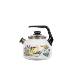 Чайник "Горная лаванда" 3,0 л (белоснежный со свистком) СТАЛЬЭМАЛЬ 4с209я