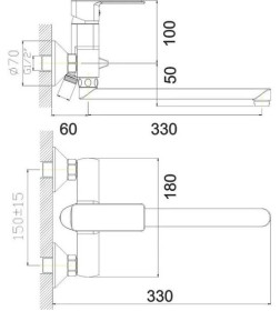 Смеситель для ванны GOTA ROCIO Vigo 014710-GOTA
