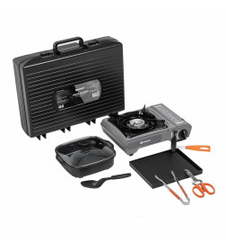 Плита газовая портат. в кейсе, сковорода и пластина д/гриля, кух.инструмент (N-MEGA KIT) NISUS