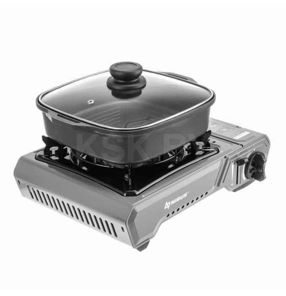 Плита газовая портат. в кейсе, сковорода и пластина д/гриля, кух.инструмент (N-MEGA KIT) NISUS (N-MEGA KIT) 