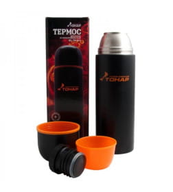 Термос (HS.TM-025) 1000ML черный (дополн.пласт.чашка) TONAR