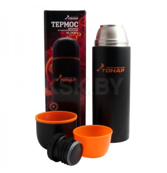 Термос (HS.TM-025) 1000ML черный (дополн.пласт.чашка) TONAR (HS.TM-025) 