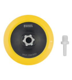 Тарелка опорная 115 мм для дрели и УШМ с липучкой, мягкая, с адаптером c М14х8 мм Denzel 76247