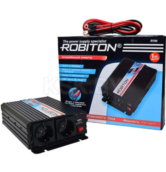 Инвертор 12V-220V 700W две евро розетки ROBITON R700 БЛ12173 (БЛ12173) 