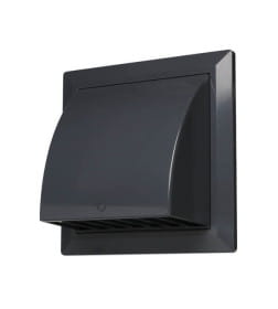 Вентрешётка 170х170мм d125мм фасадная с обратным клапаном и фланцем черная Storm