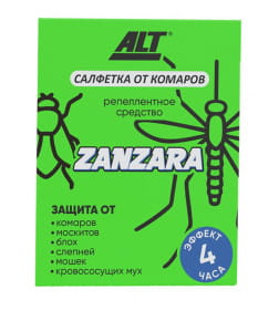 Влажная салфетка от комаров и других кровососущих насекомых ZANZARA