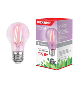 Фитолампа филаментная для растений Груша A60 11.5 Вт 1150 Лм REXANT 604-146