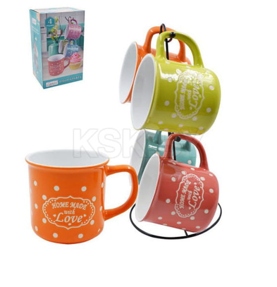 Набор кружек на подставке (4пр.) Lavenir "С любовью" 300 мл, 21665 керамика (84846) 