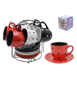 Сервиз на подставке (12пр.) Lavenir "Горошек" 250 мл, 8,5 см, 18442 керамика