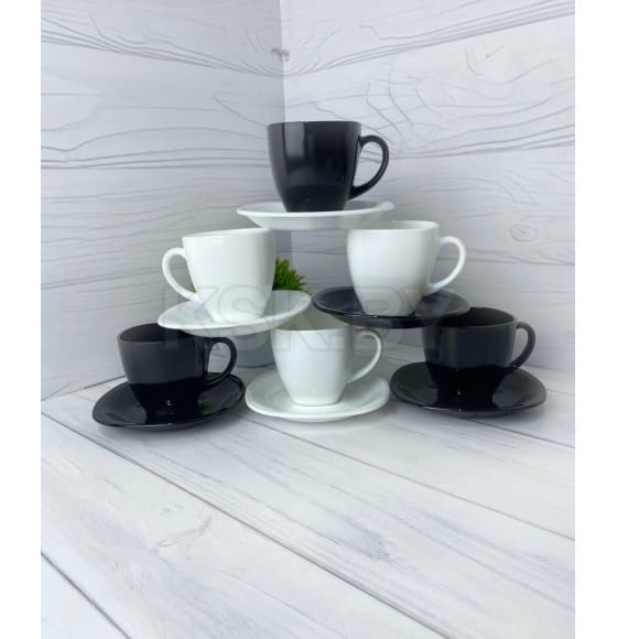 Чайный набор "Carine mix" (12пр.) D2371 черн.-бел. (06257) 