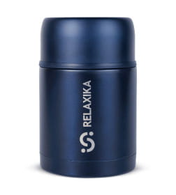 Термос для еды 700 мл широкое горлышко (темно-синий) Relaxika 301