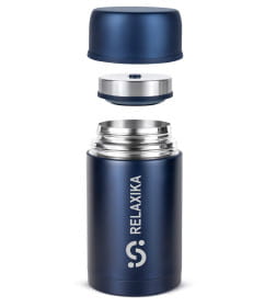 Термос для еды 1 л широкое горлышко (темно-синий) Relaxika 301