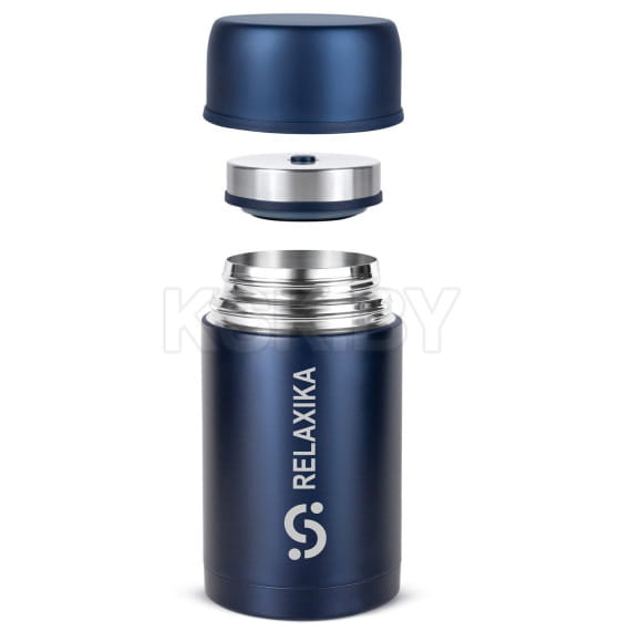 Термос для еды 1 л широкое горлышко (темно-синий) Relaxika 301