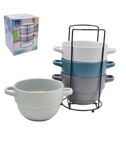 Набор бульонниц на подставке (4шт) 630 мл, 12,5 см, 23108 керамика Lavenir